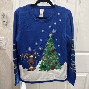 Holiday Time Ugly Christmas Sweater Reindeer Tree Ornaments women’s size large